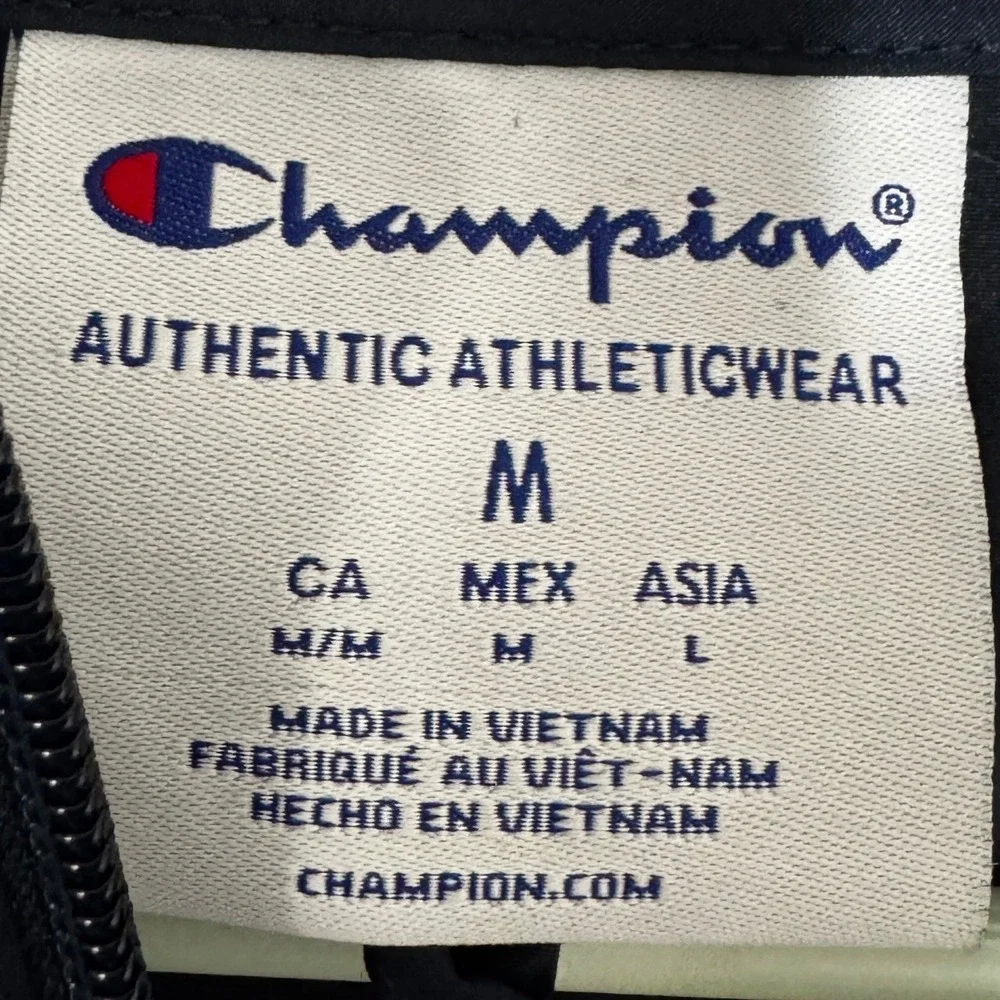 Champion Windbreaker Navy Blue Half Zip Hooded Anorak Mens Size Medium Jacket
